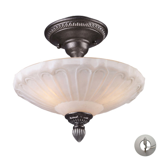 Restoration 12" 3 Light Semi Flush Mount in Dark Silver with Adapter Kit