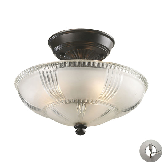 Restoration 12" 3 Light Semi Flush Mount in Oiled Bronze with Adapter Kit