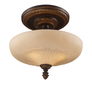 Restoration 15' 3 Light Semi Flush Mount in Golden Bronze