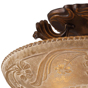 Restoration 16' 3 Light Semi Flush Mount in Floral Golden Bronze