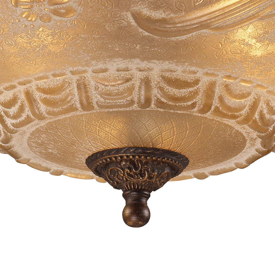 Restoration 16' 3 Light Semi Flush Mount in Floral Golden Bronze