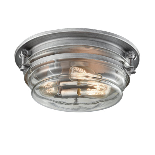 Riley 15" 3 Light Flush Mount in Weathered Zinc