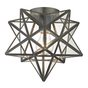 Moravian Star 11' 1 Light Flush Mount in Clear Glass & Bronze