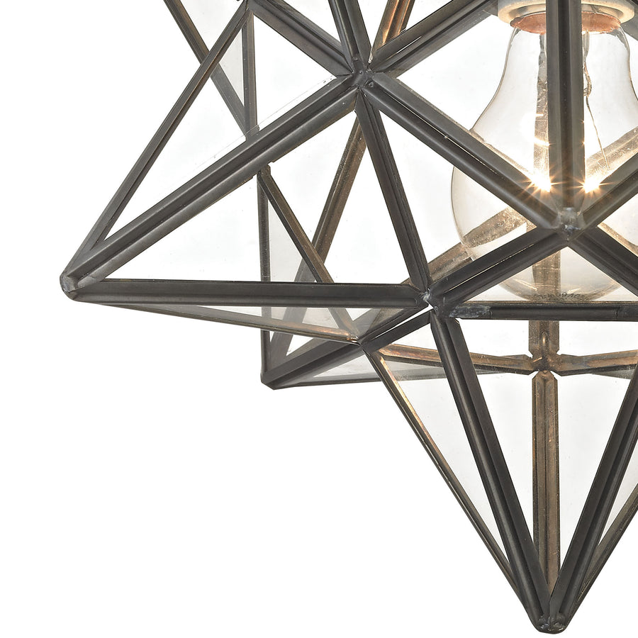 Moravian Star 11' 1 Light Flush Mount in Clear Glass & Bronze