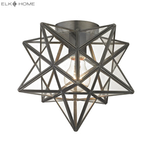 Moravian Star 11' 1 Light Flush Mount in Clear Glass & Bronze