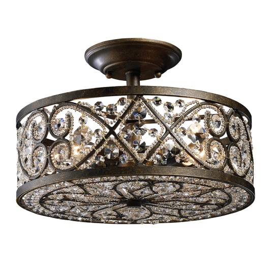 Amherst 13" 4 Light Semi Flush Mount in Antique Bronze