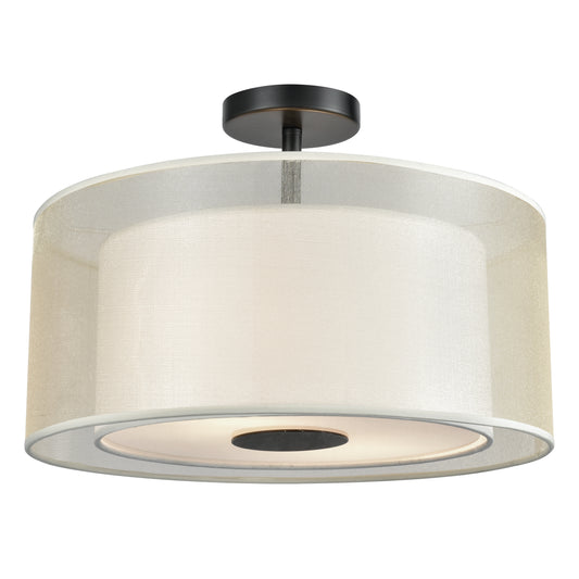 Ashland 16" 2 Light Semi Flush Mount in Matte Black