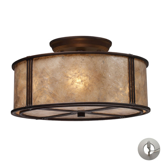 Barringer 13" 3 Light Semi Flush Mount in Aged Bronze with Adapter