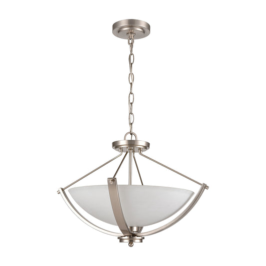 Casual Mission 20" 3 Light Semi Flush Mount in Brushed Nickel