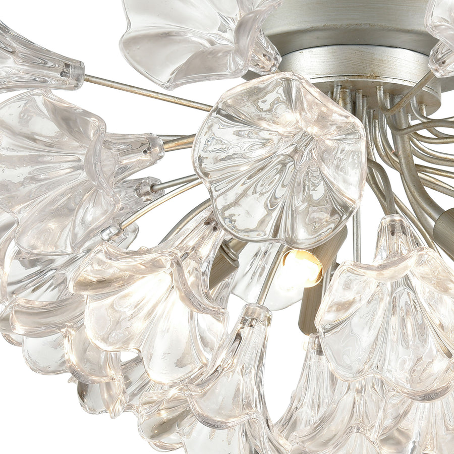 Celene 19' 5 Light Semi Flush Mount in Aged Silver