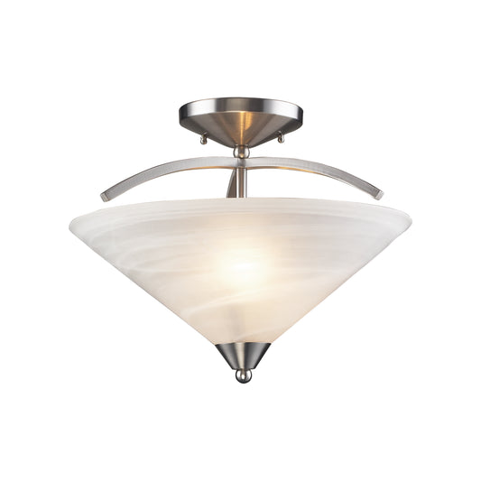 Elysburg 16" 2 Light Semi Flush Mount in Satin Nickel