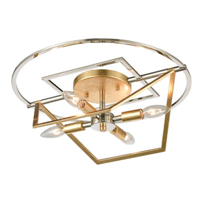 Geosphere 18' 4 Light Semi Flush Mount in Polished Nickel