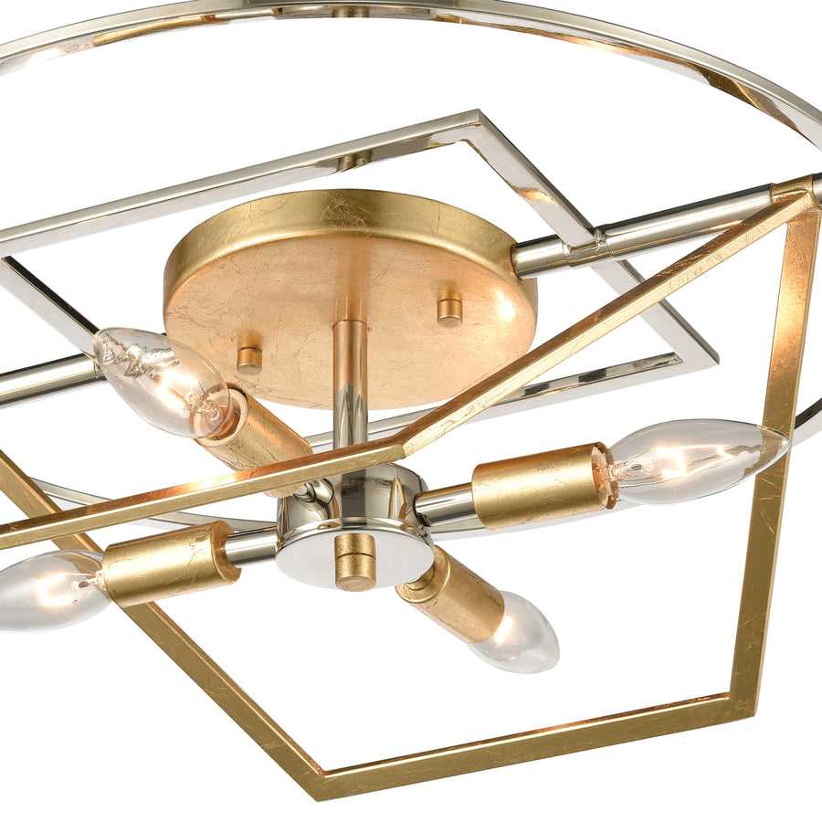 Geosphere 18' 4 Light Semi Flush Mount in Polished Nickel