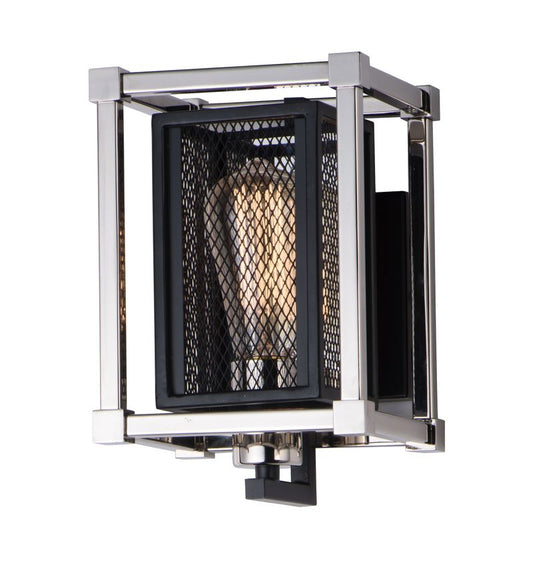 Refine 9.25" Single Light Wall Sconce in Black and Polished Nickel