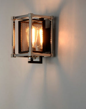 Refine 9.25' Single Light Wall Sconce in Black and Polished Nickel