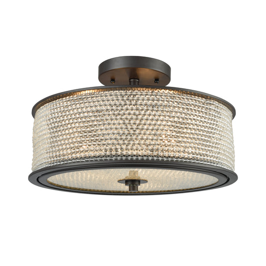 Glass Beads 16" 3 Light Semi Flush Mount in Oil Rubbed Bronze