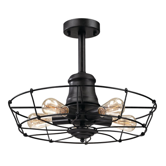 Glendora 20" 5 Light Semi Flush Mount in Wrought Iron Black