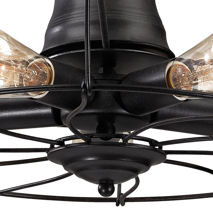 Glendora 20' 5 Light Semi Flush Mount in Wrought Iron Black