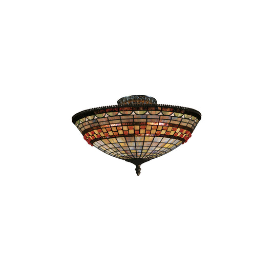 Jewelstone 16" 3 Light Semi Flush Mount in Classic Bronze