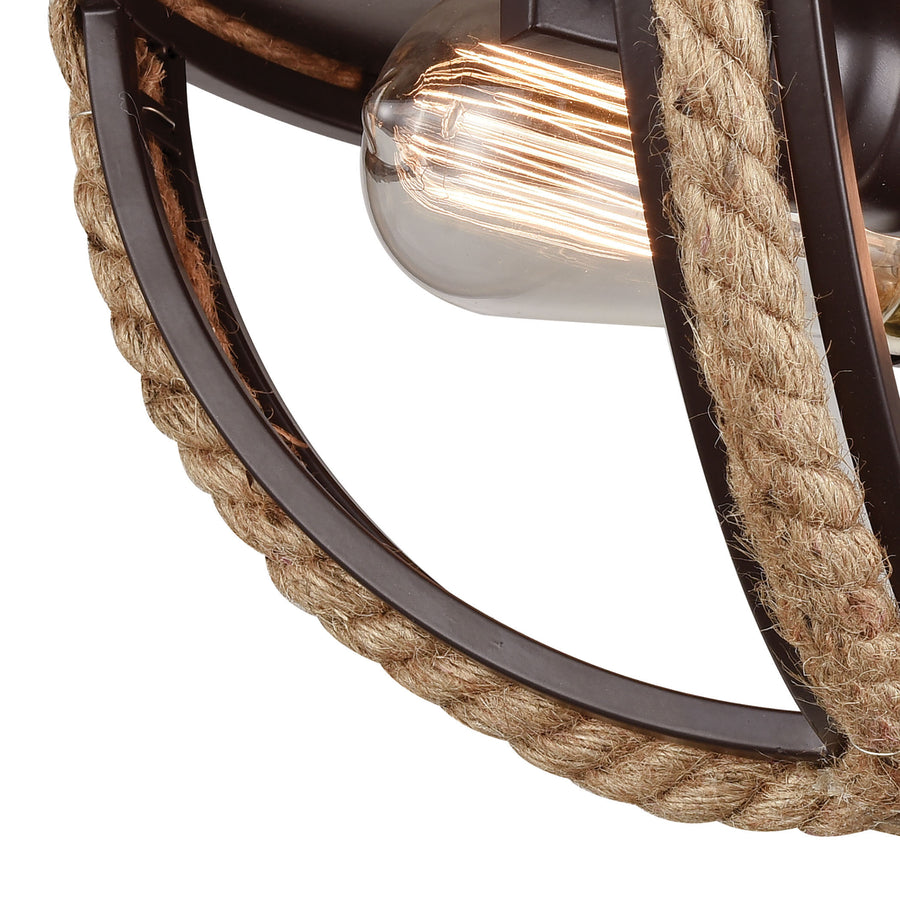 Natural Rope 13' 2 Light Flush Mount in Oil Rubbed Bronze