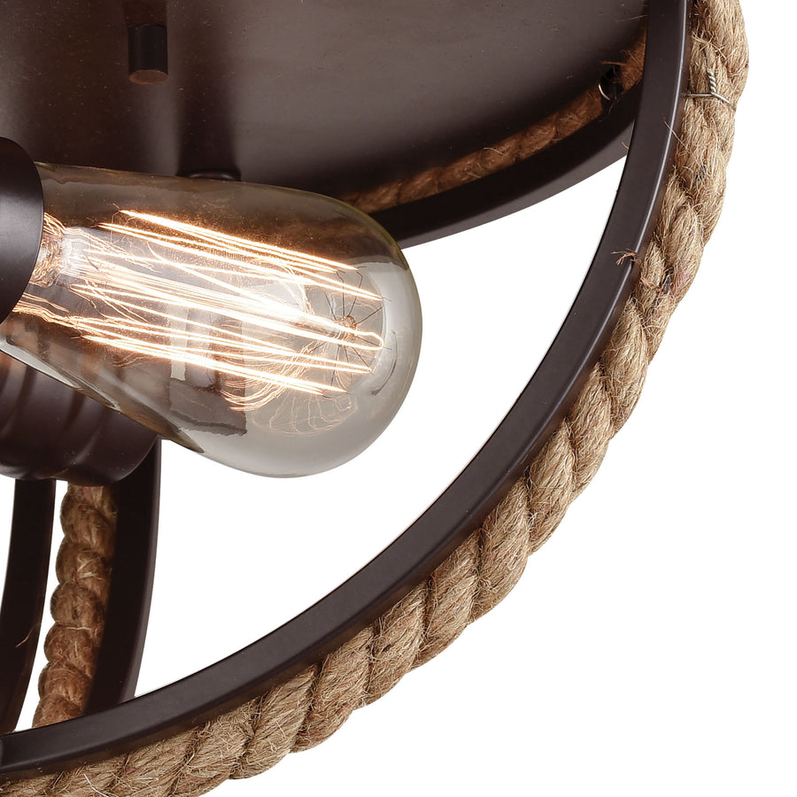 Natural Rope 13' 2 Light Flush Mount in Oil Rubbed Bronze