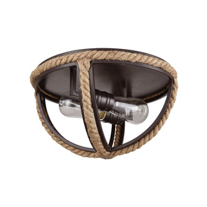 Natural Rope 13' 2 Light Flush Mount in Oil Rubbed Bronze