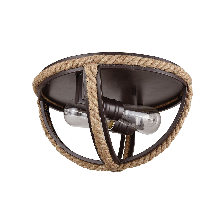 Natural Rope 13' 2 Light Flush Mount in Oil Rubbed Bronze