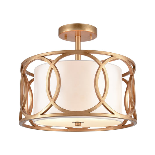 Ringlets 16" 2 Light Semi Flush Mount in Matte Gold