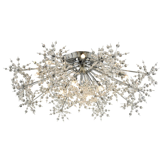 Snowburst 32" 13 Light Semi Flush Mount in Polished Chrome