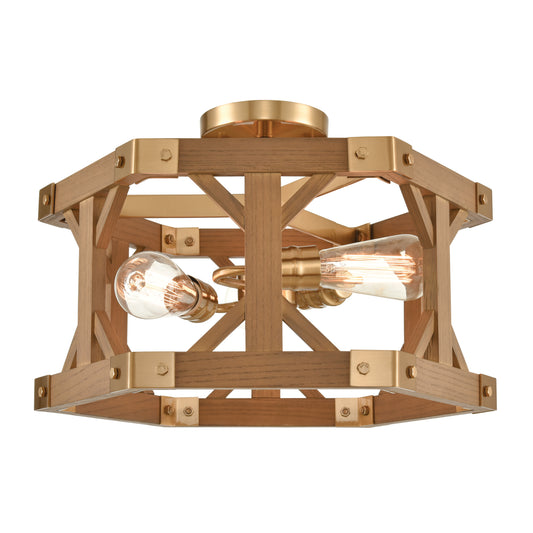 Structure 18" 3 Light Semi Flush Mount in Satin Brass