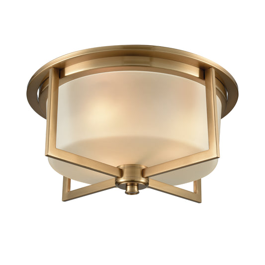 Vancourt 15" 3 Light Flush Mount in Satin Brass