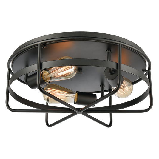 Wickshire 16" 3 Light Flush Mount in Matte Black