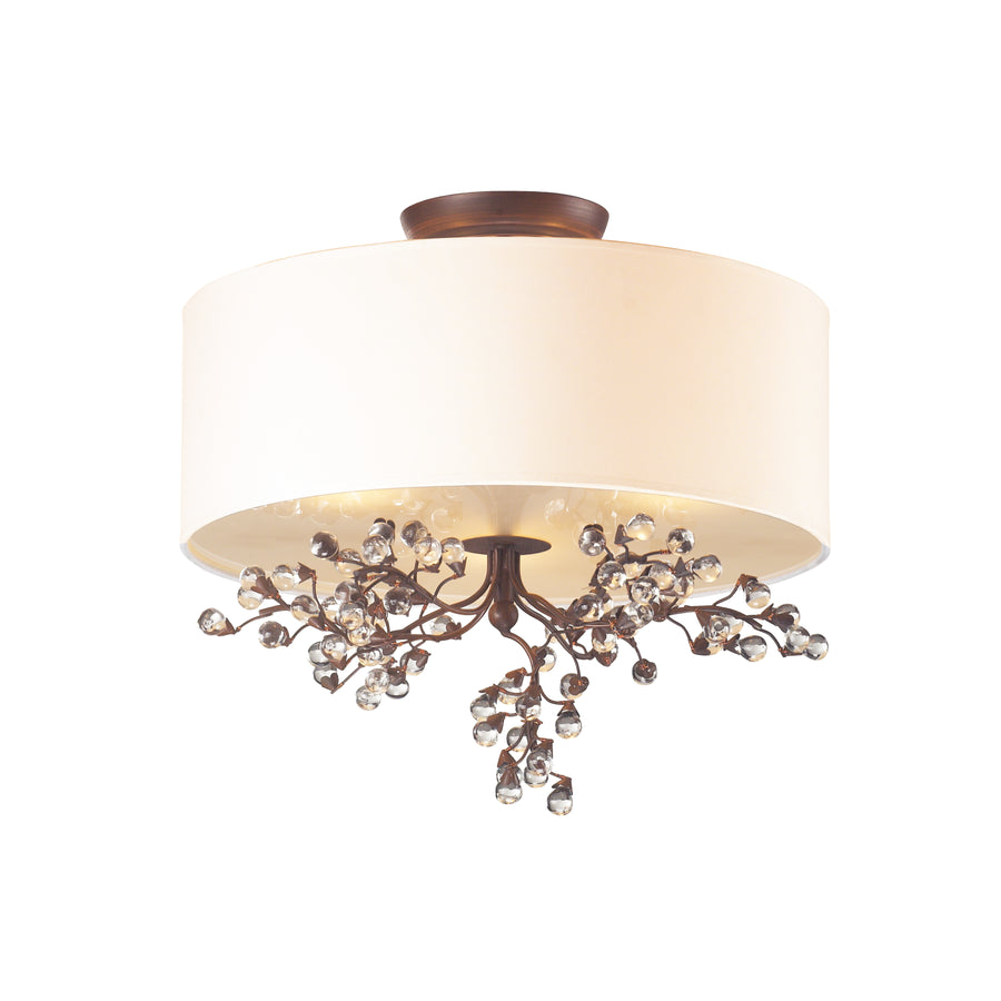 Winterberry 16' 3 Light Semi Flush Mount in Antique Darkwood