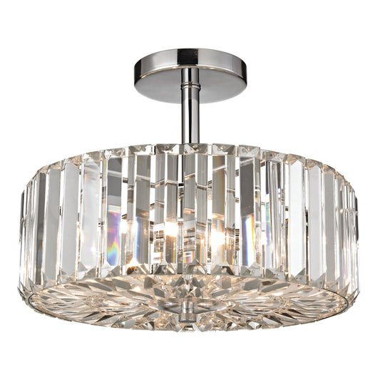 Clearview 13" 3 Light Semi Flush Mount in Polished Chrome