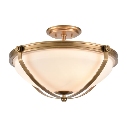 Connelly 19" 3 Light Semi Flush Mount in Brass