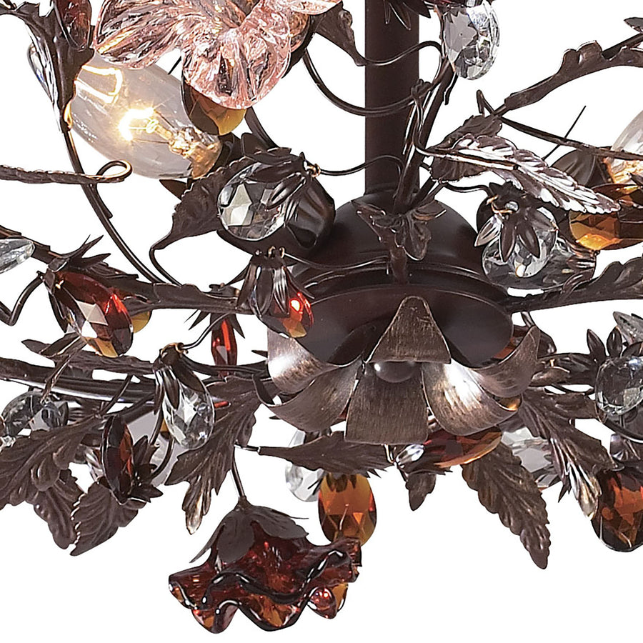 Cristallo Fiore 27' 3 Light Semi Flush Mount in Deep Rust