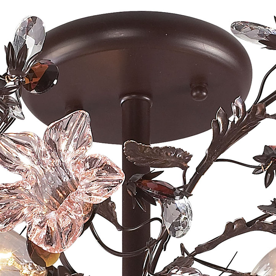 Cristallo Fiore 27' 3 Light Semi Flush Mount in Deep Rust