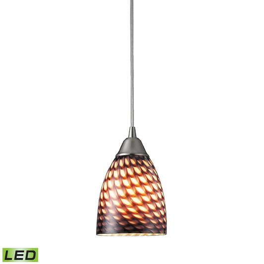 Arco Baleno 5" 1 Light LED Mini Pendant in Cocao Glass & Satin Nickel