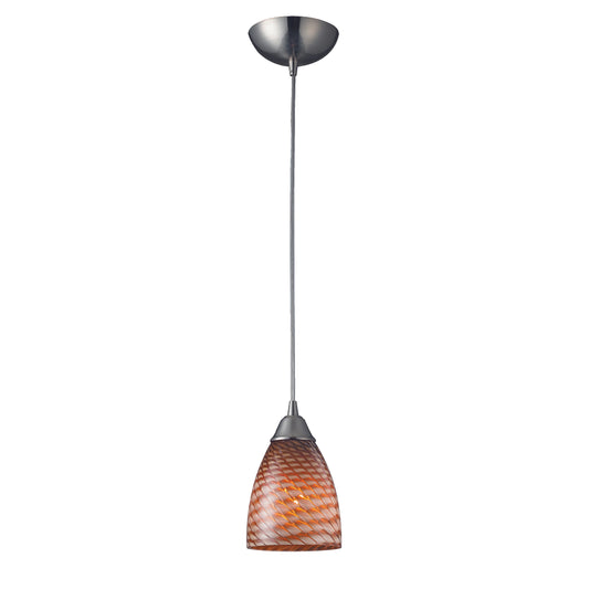 Arco Baleno 5" 1 Light Mini Pendant in Cocao Glass & Satin Nickel