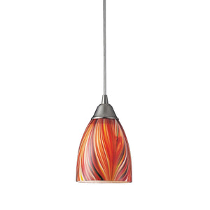 Arco Baleno 5' 1 Light Mini Pendant in Multicolor Glass & Satin Nickel