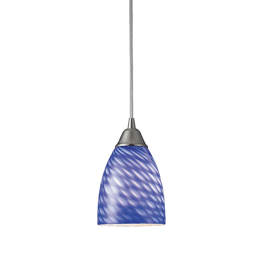 Arco Baleno 5" 1 Light Mini Pendant in Sapphire Glass & Satin Nickel