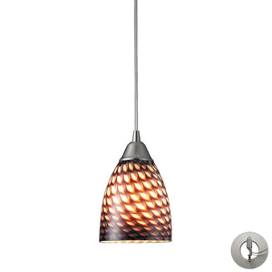 Arco Baleno 5' 1 Light Mini Pendant in Cocao Glass & Satin Nickel with Adapter