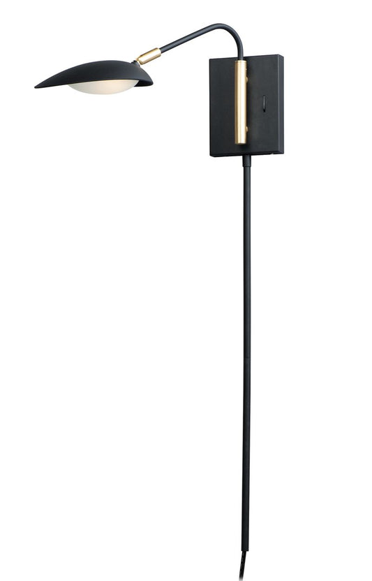 Scan 7.75" Single Light Wall Sconce in Black and Satin Brass