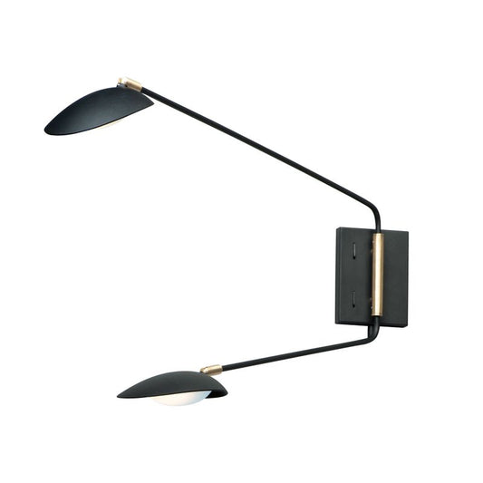 Scan 19.75" 2 Light Wall Sconce in Black and Satin Brass
