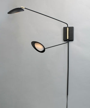 Scan 19.75' 2 Light Wall Sconce in Black and Satin Brass