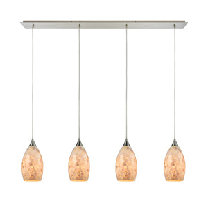 Capri 46' 4 Light Mini Pendant in Capiz Shell Shade & Satin Nickel