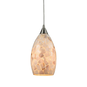 Capri 6' 1 Light Mini Pendant in Capiz Shell Shade & Satin Nickel