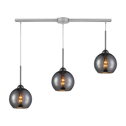 Cassandra 36" 3 Light Mini Pendant in Chrome-plated Glass & Polished Chrome