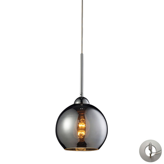 Cassandra 8" 1 Light Mini Pendant in Chrome-plated Glass & Polished Chrome with Adapter Kit