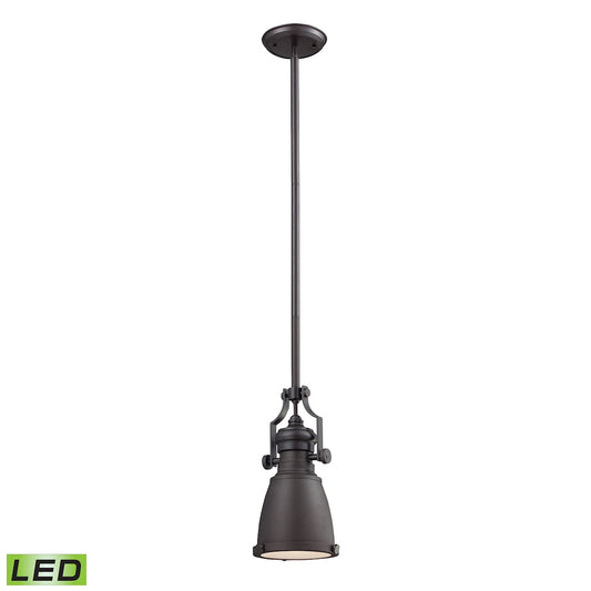 Chadwick 8" 1 Light LED Mini Pendant in Oiled Bronze Metal Shade & Oiled Bronze